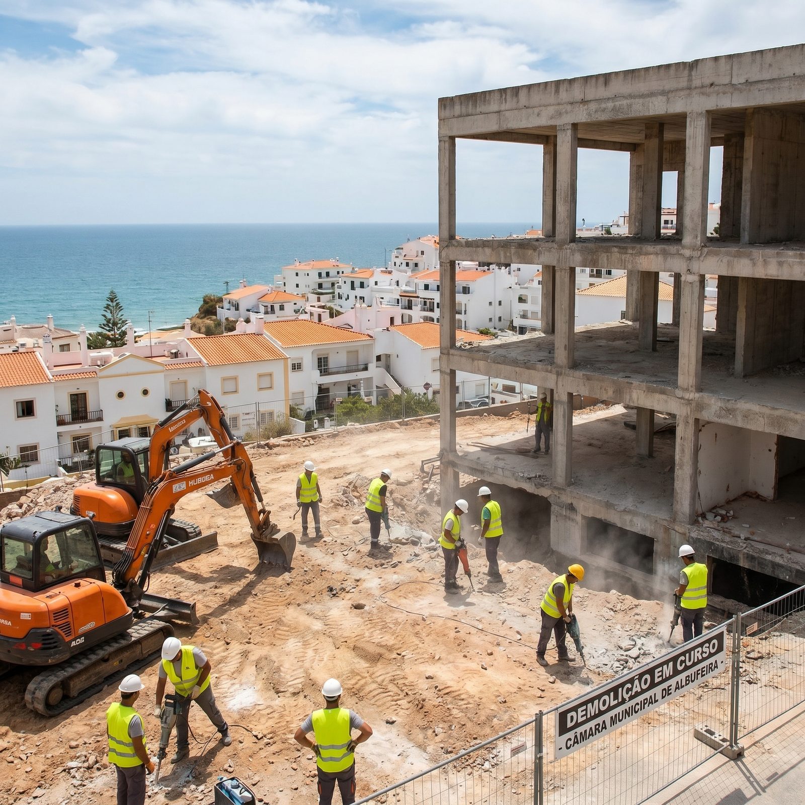 Obras de construção em Albufeira, Algarve